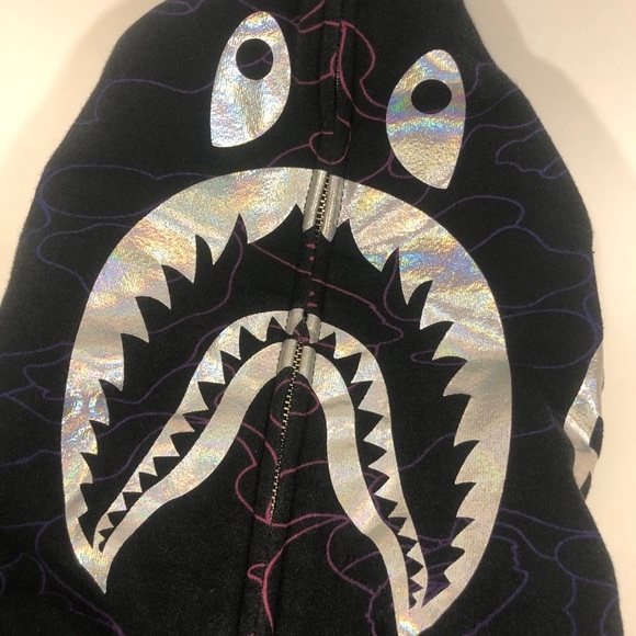 OG bape - holographic shark full zip hoodie - Picture 2 of 8